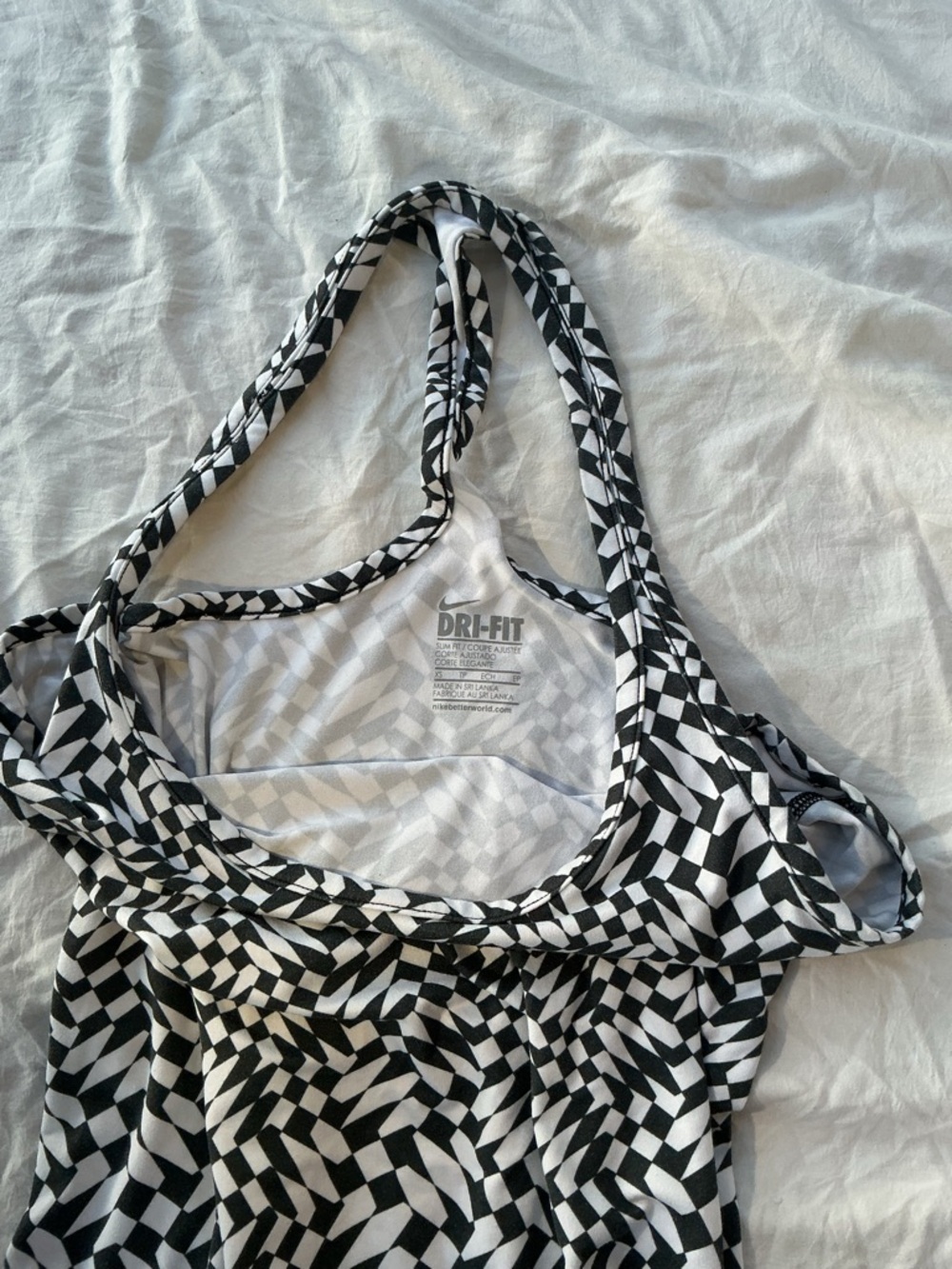Nike Black & White Geometric Dri-FIT Sports Bra Tank
